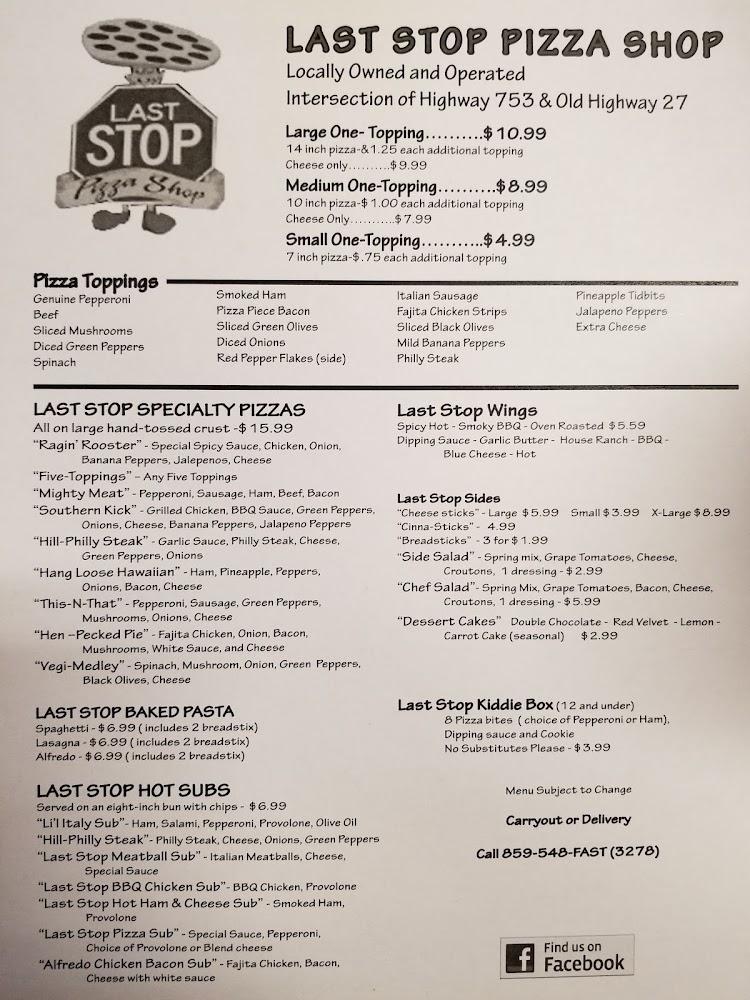 Last Stop Pizza Shop Menu image 3
